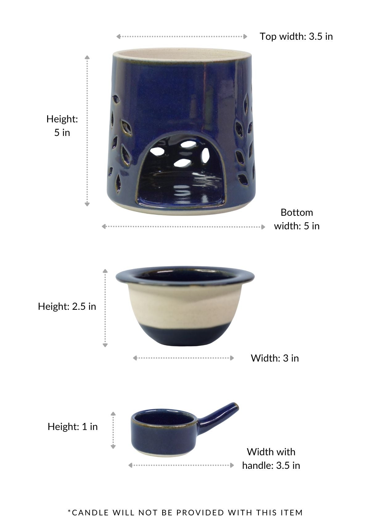 Deep Blue Detachable Oil Diffuser with Tea Candle Holder
