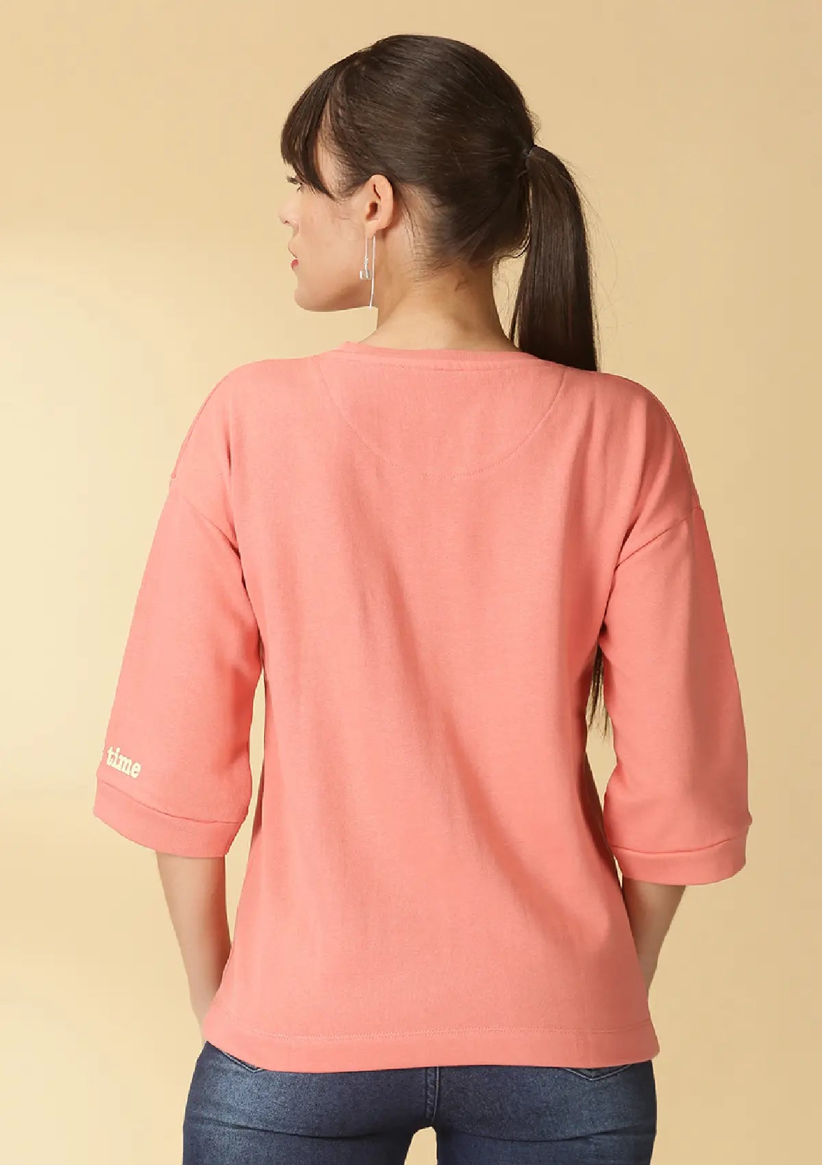 Drop Shoulder Fleece T-Shirt For Women
