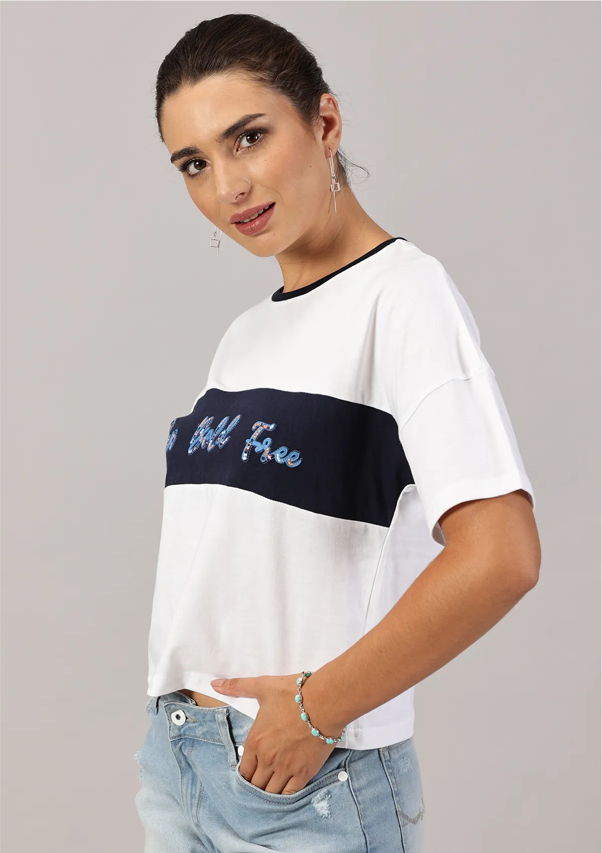 Buy Embroidered Cut Panel T-shirt