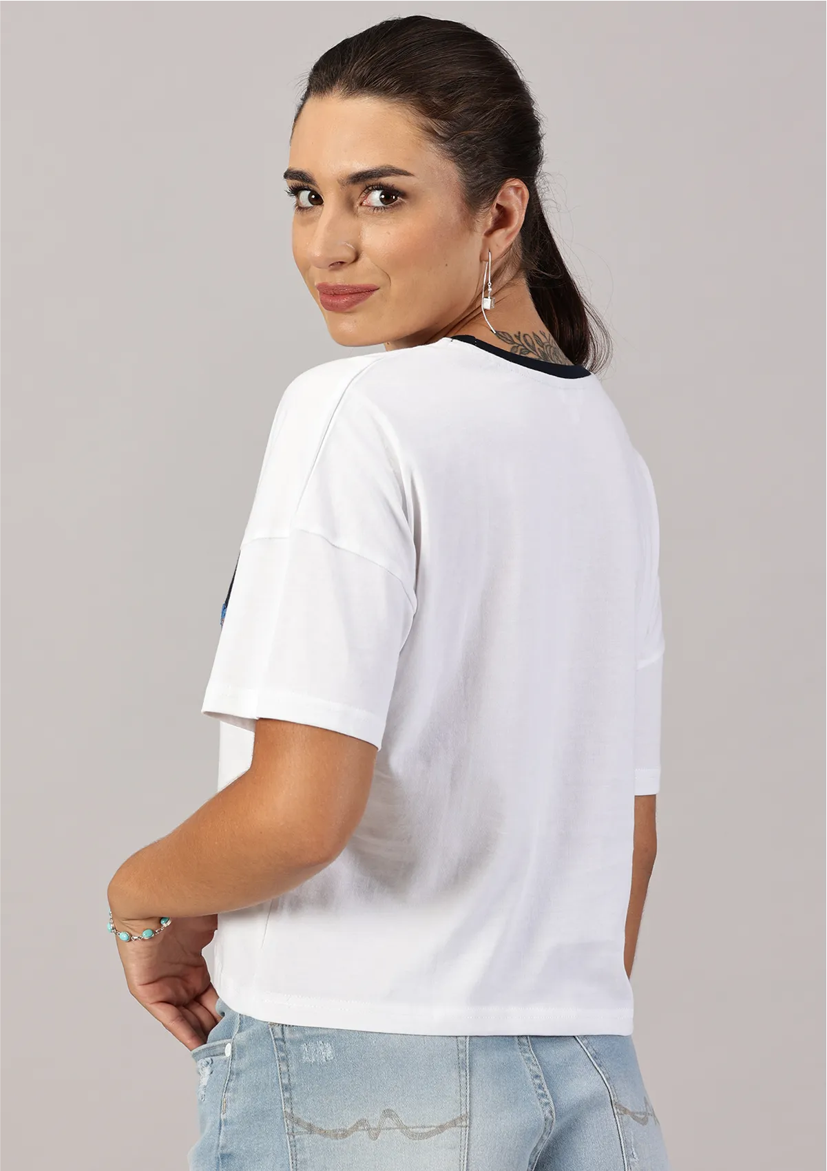 Embroidered Cut Panel T-shirt For Women