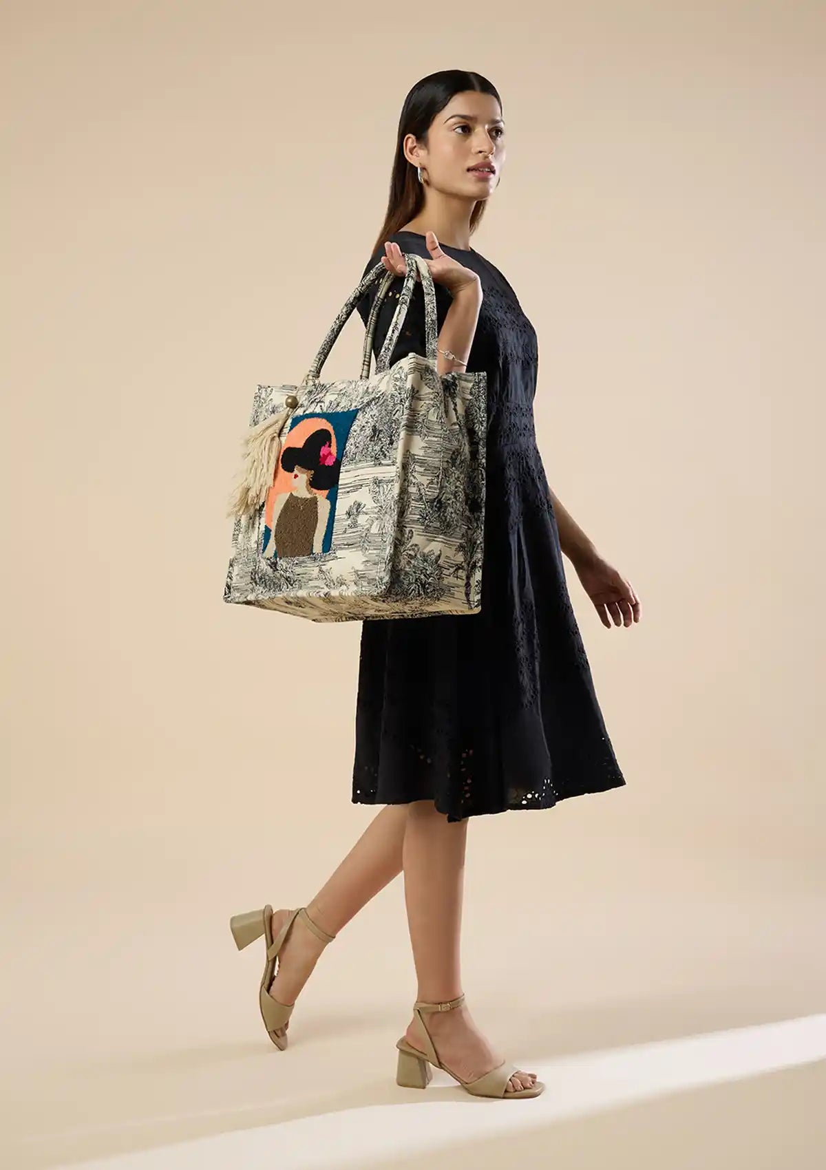 Buy Embroidered Jacquard statement Tote Bag