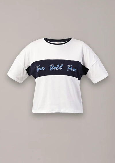 Embroidered Cut Panel T-shirt