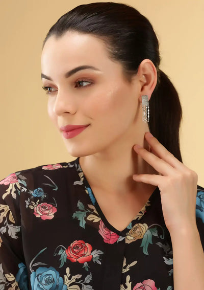 Etched Silver Charm Dangler Earring