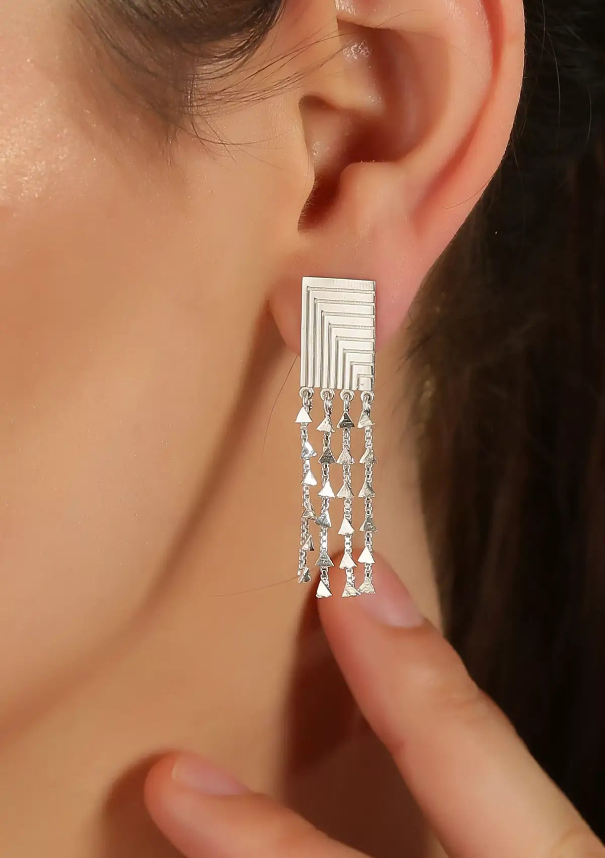 Etched Silver Charm Dangler Earring Online