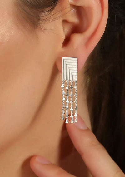 Etched Silver Charm Dangler Earring