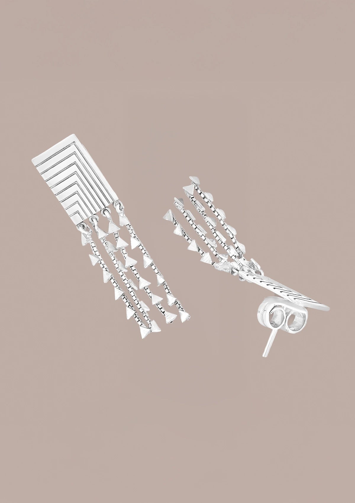 Online Etched Silver Charm Dangler Earring