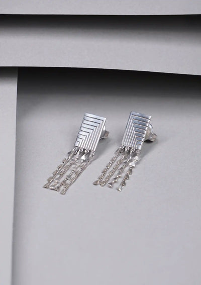 Etched Silver Charm Dangler Earring