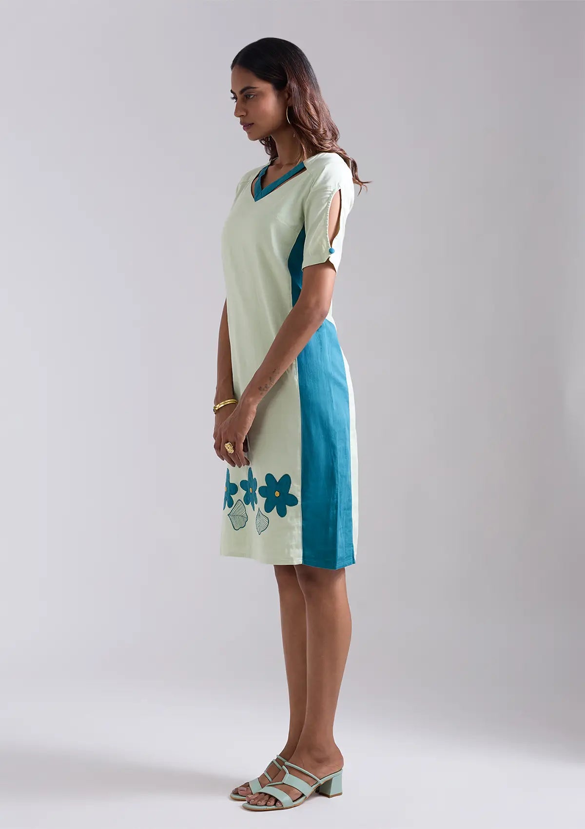 Fairuza Structured Teal Green Dress for ladies