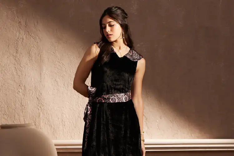 Leyla - Sailor Collared Side Slit Dress - IshqME