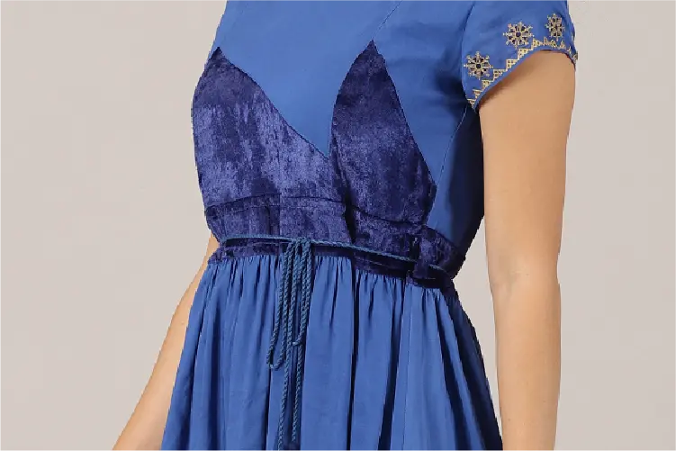 Naima - Cut Panel Embroidered Dress - IshqME