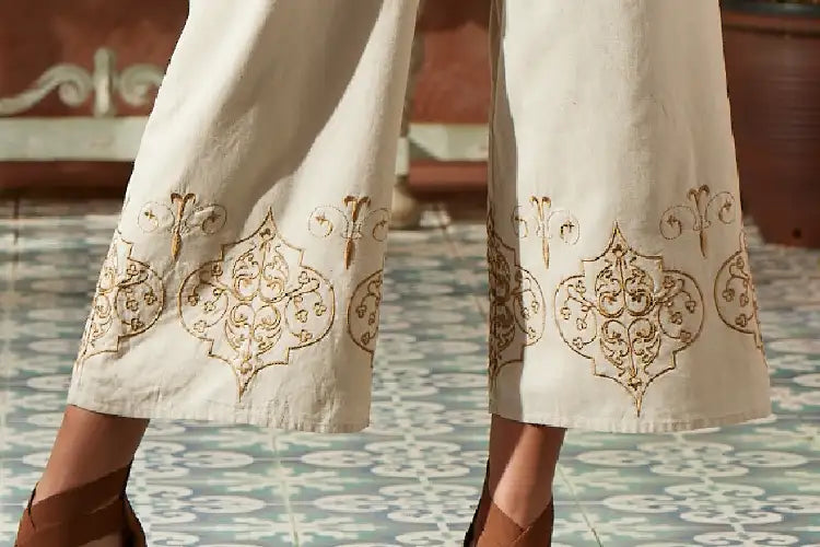 Noor - Embroidered Halter Jumpsuit - IshqME