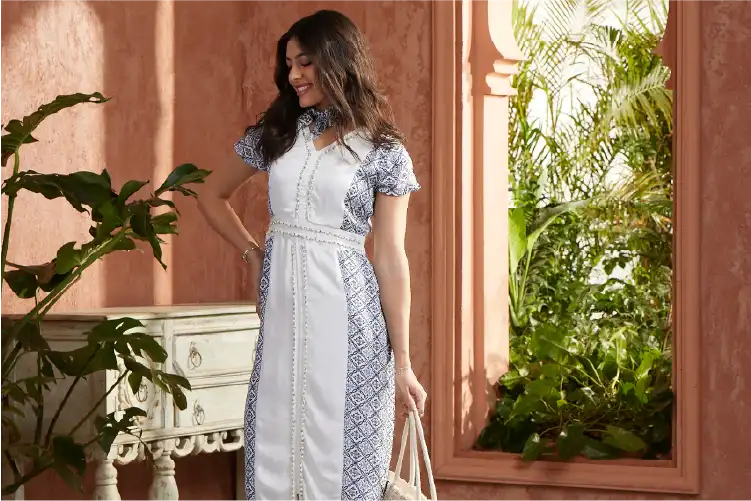 Safaa - Straight Cut Embellished Dress - IshqMe