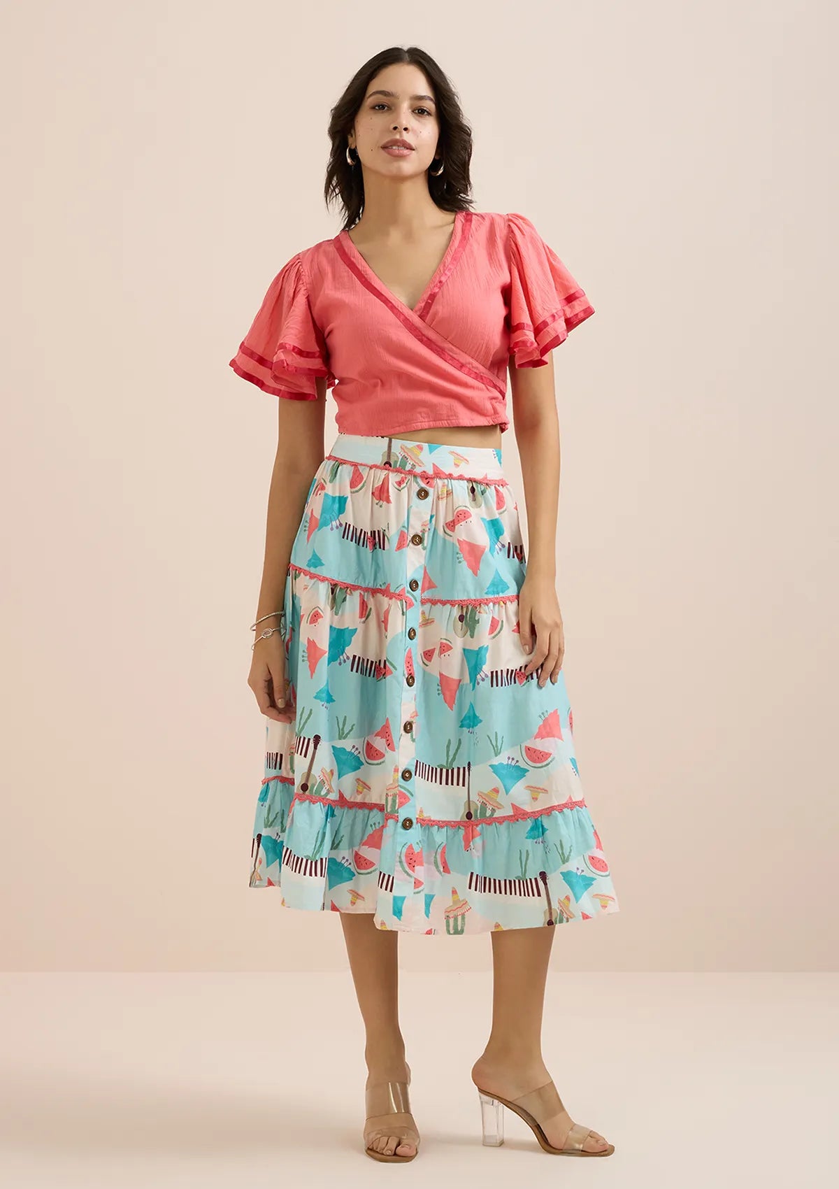 Fiesta Mexique-Printed Tier Skirt Price