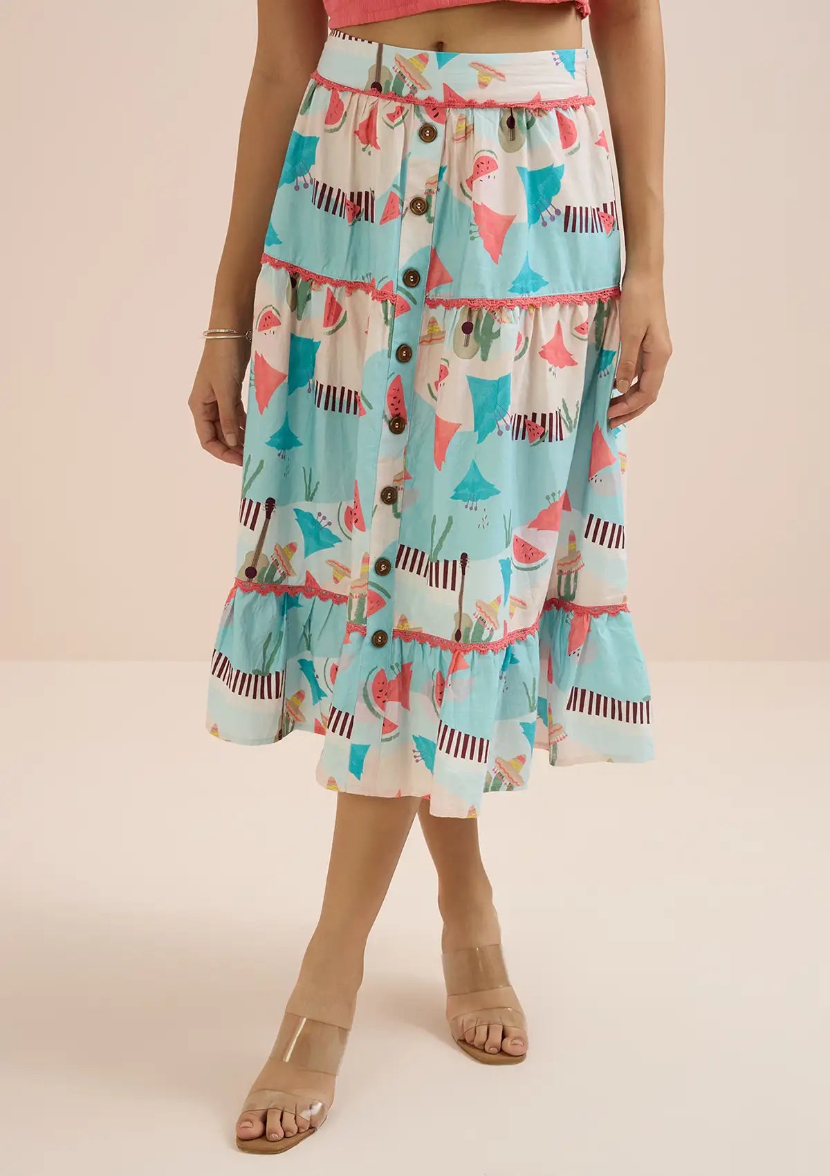 Buy Fiesta Mexique-Printed Tier Skirt