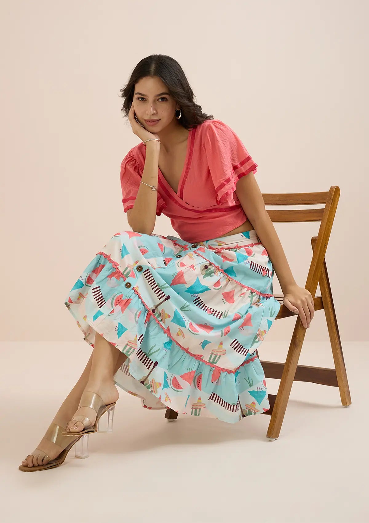 Fiesta Mexique-Printed Tier Skirt