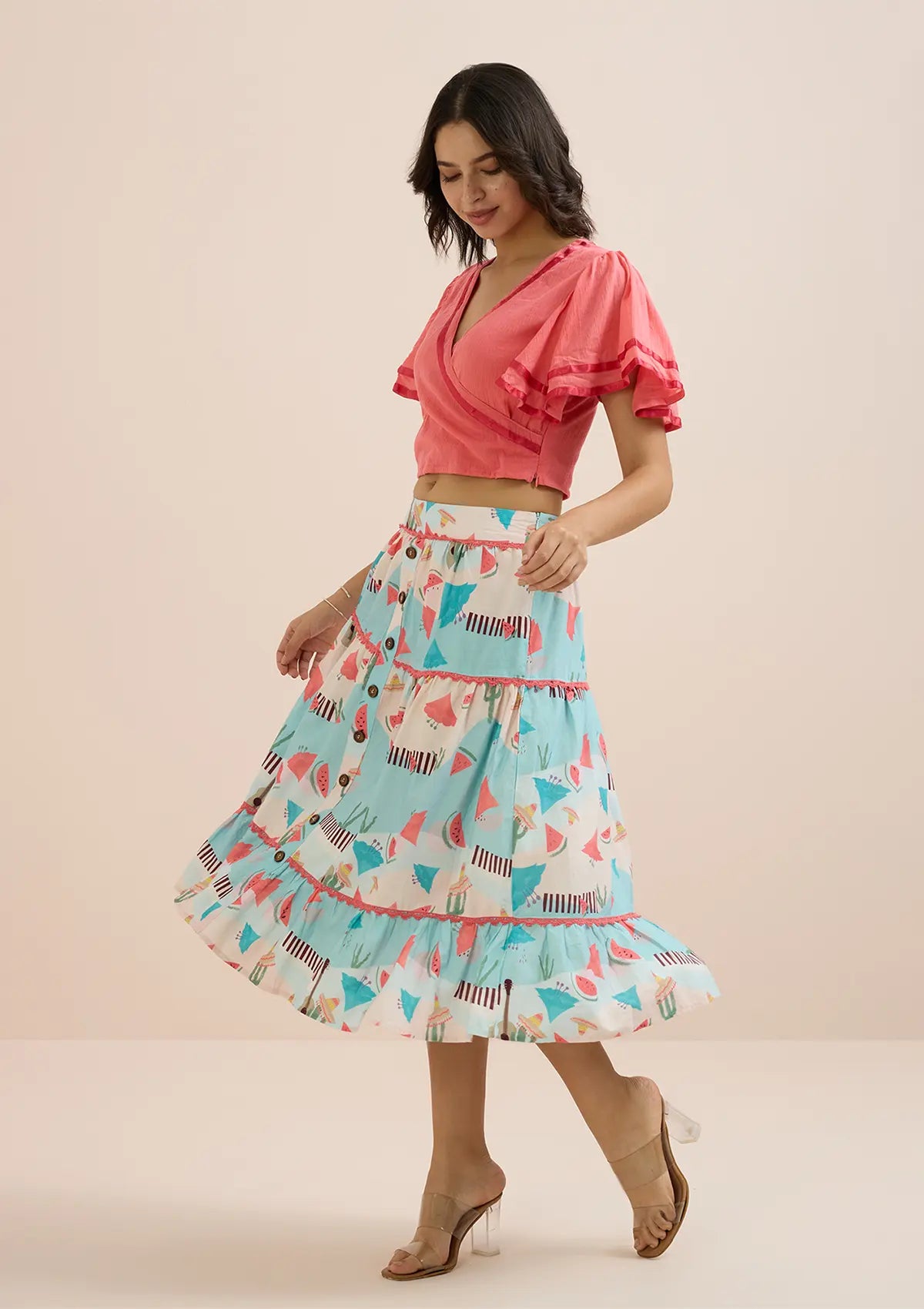 Fiesta Mexique-Pink Overlap Top