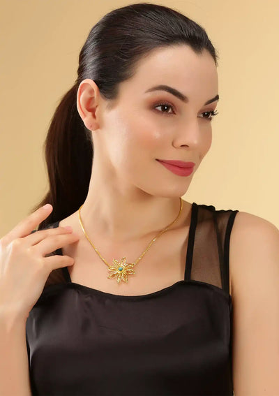 Firewheel Flower Turquoise Pendant Necklace