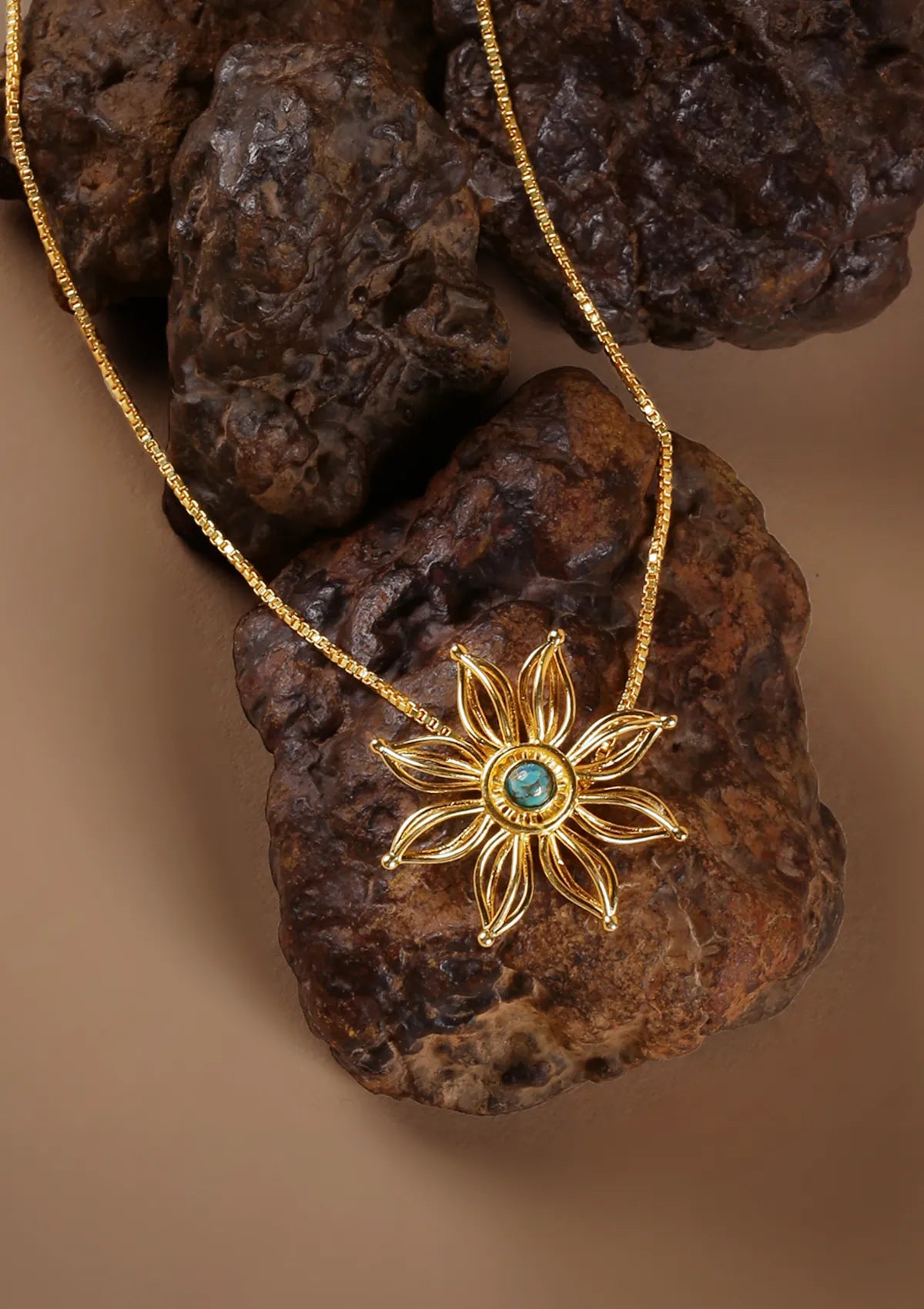 Buy Firewheel Flower Turquoise Pendant Necklace Online