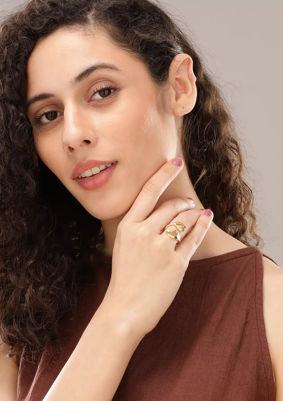 Floating Curve 18K Gold Plated Ring