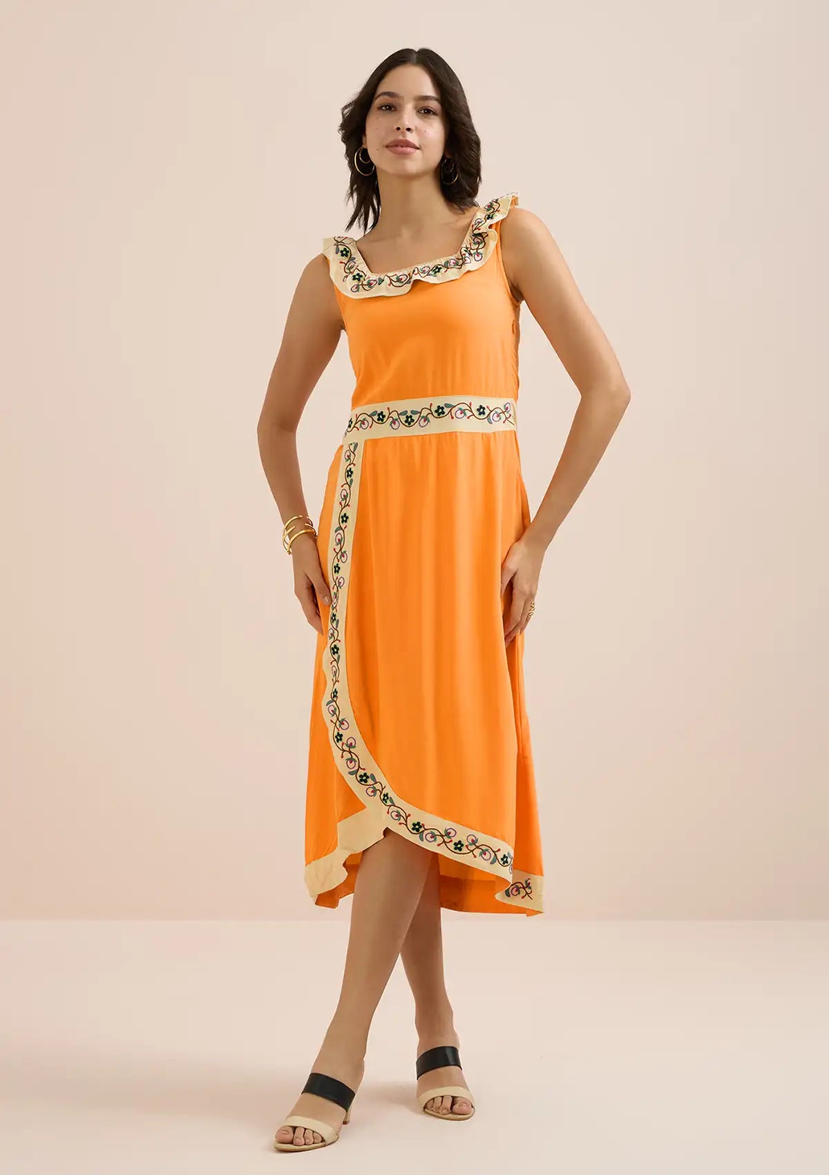 Frida - Peachy Embroidered Dress for women