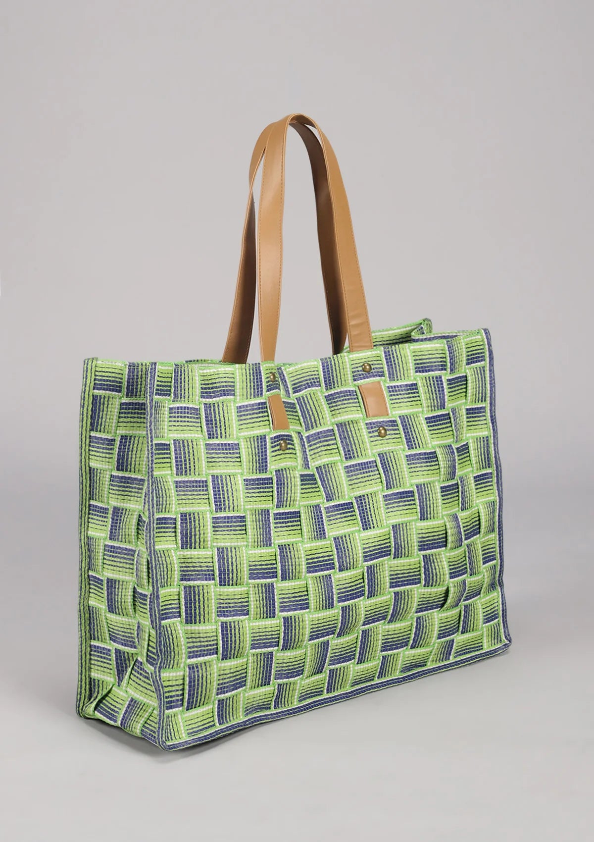 Green Basket Weave Beach Bag Online