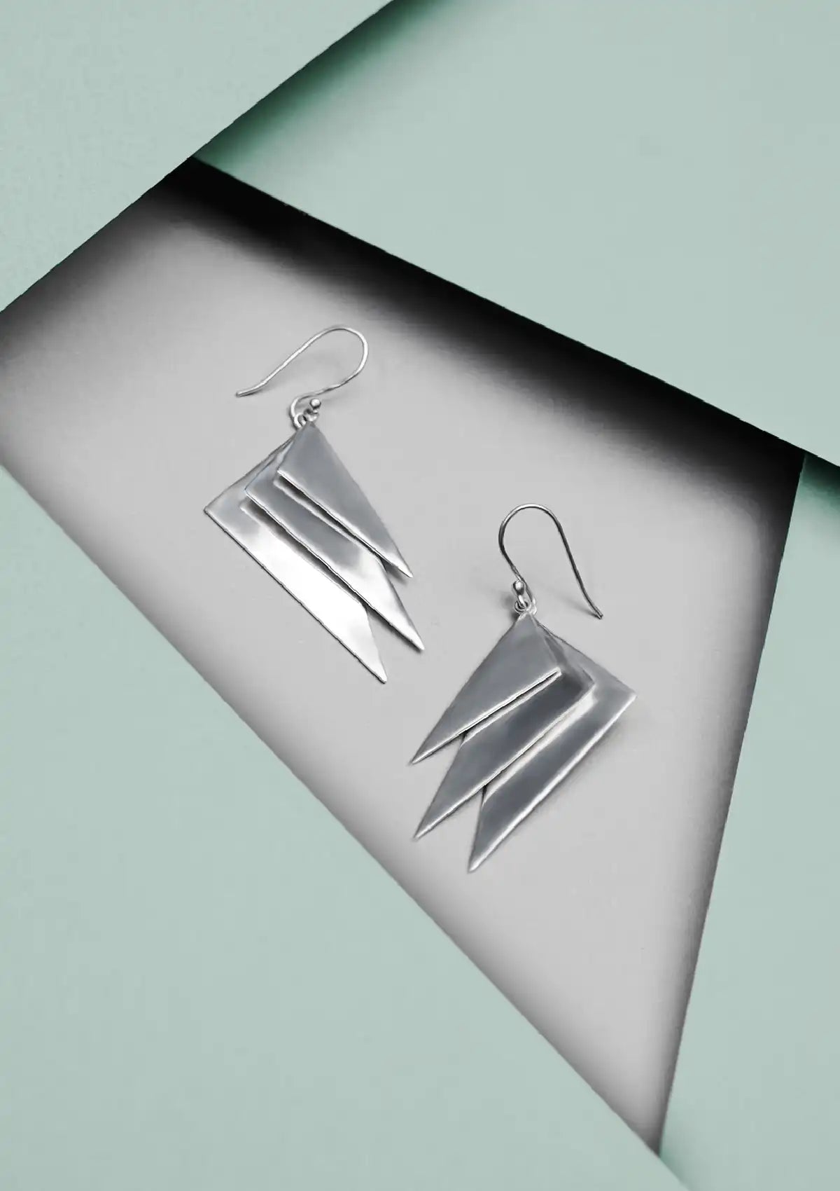 Geometric Silver Dangle Earring