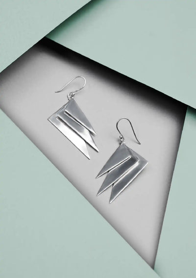 Geometric Silver Dangle Earring