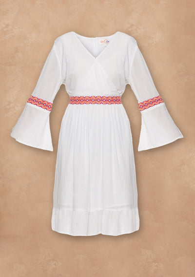 Adhara - Sassy White Dress With Elegant Embroidery