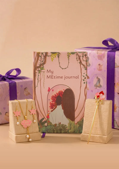 Grace & Graduate Gift for Her | Lotus Pendant Necklace, Orchid Bun Pin & MEtime Journal