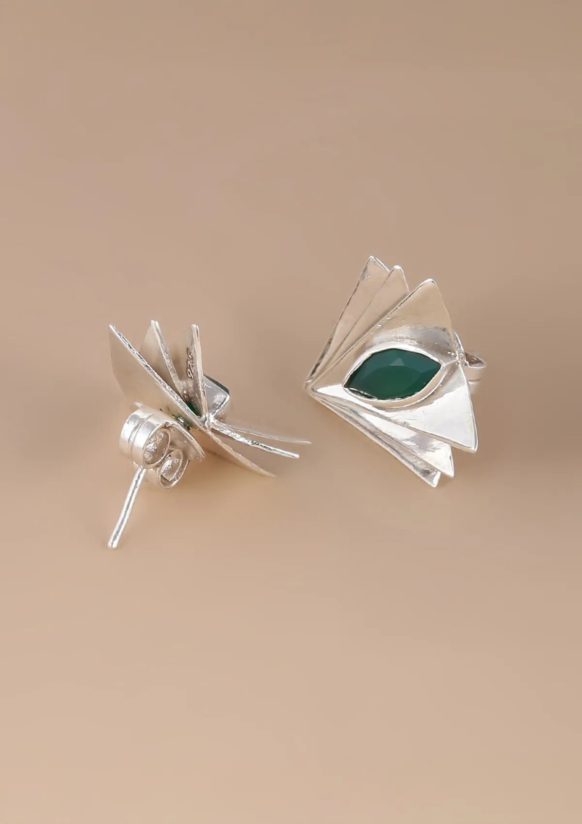 Online Green Onyx Layered Statement Stud for women