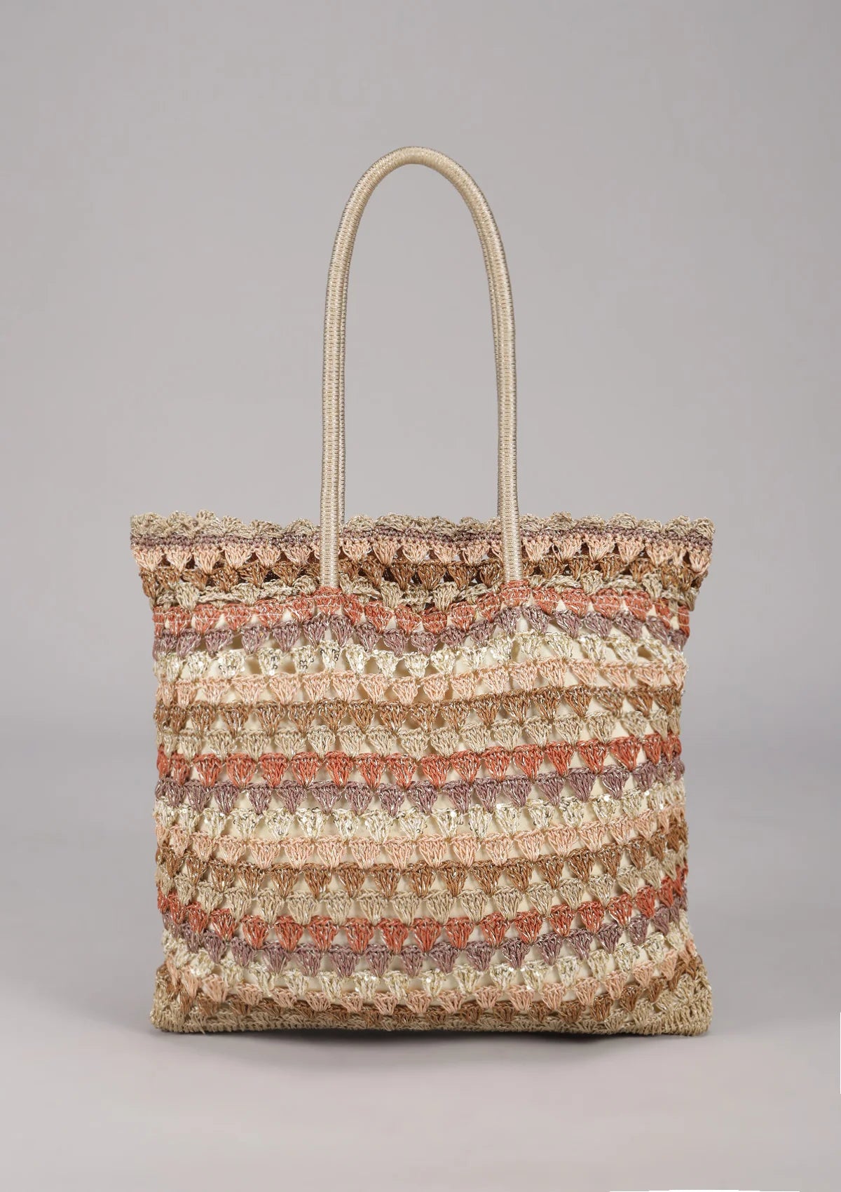 Handcrafted Crochet Tote Cum Potli Handbag - Beige