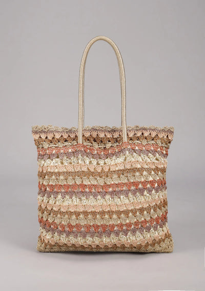 Handcrafted Crochet Tote Cum Potli Handbag - Beige