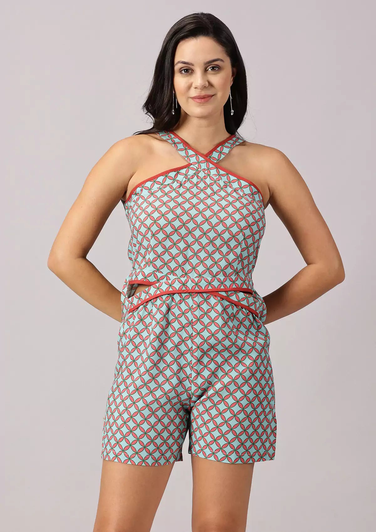 IKI - Printed Halter Neck Playsuit