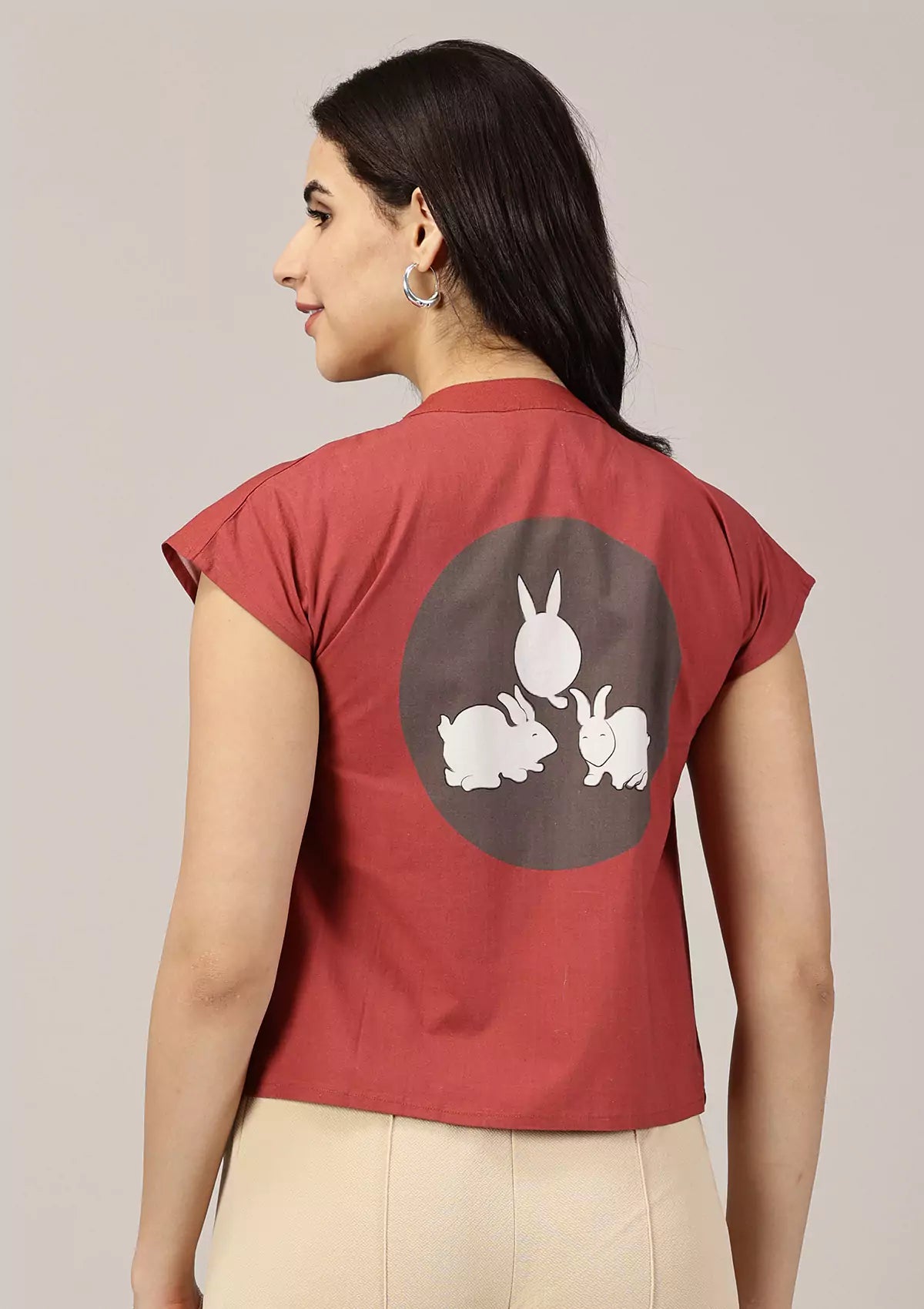 Keiko - Rabbit Printed Back Shirt