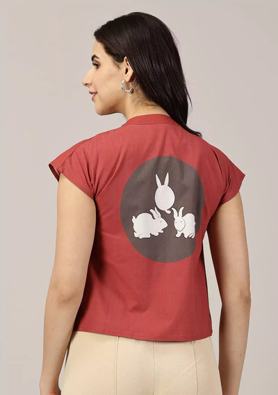 Keiko - Rabbit Printed Back Shirt