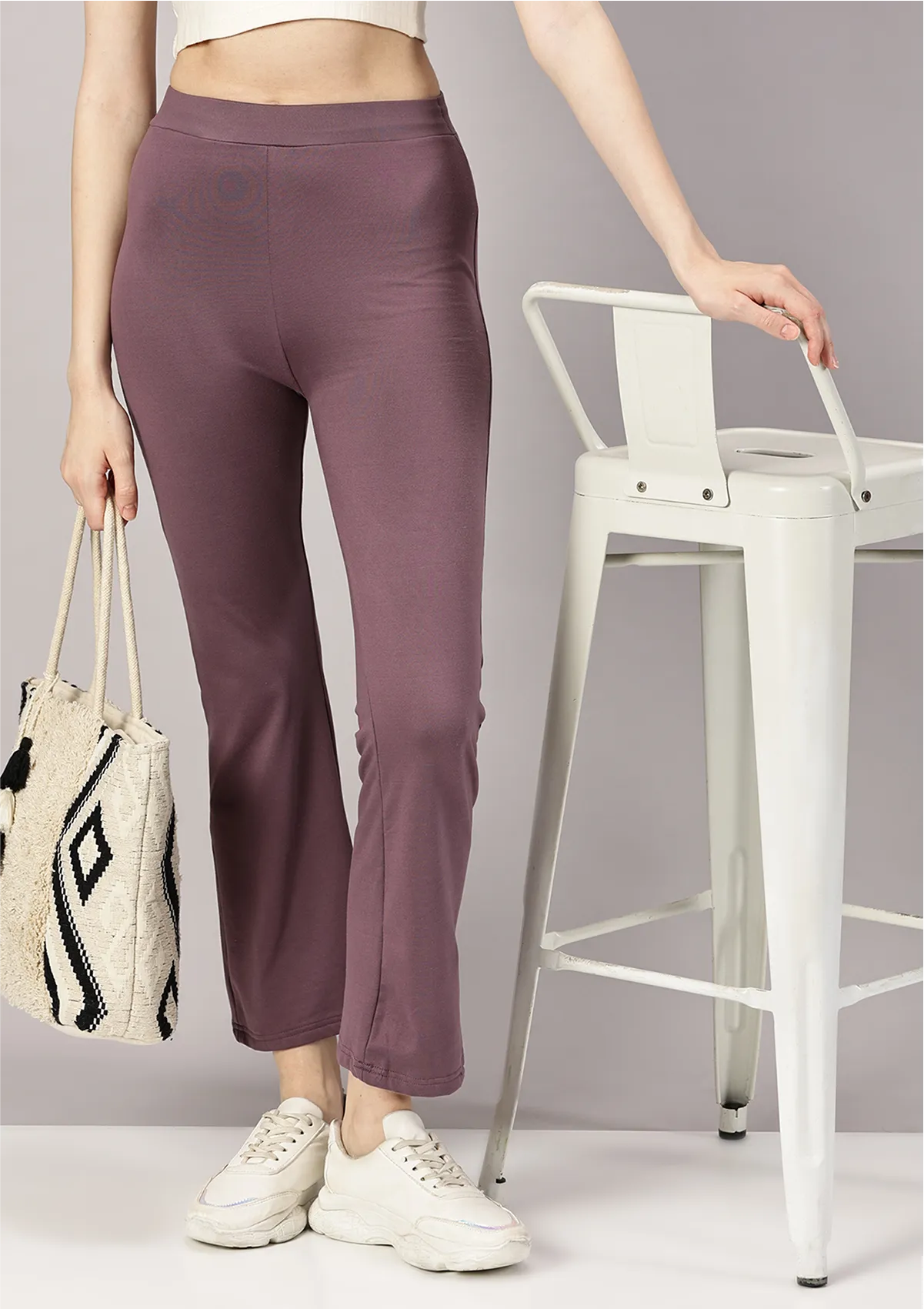 Knit Boot Leg Pants - Mauve For Women