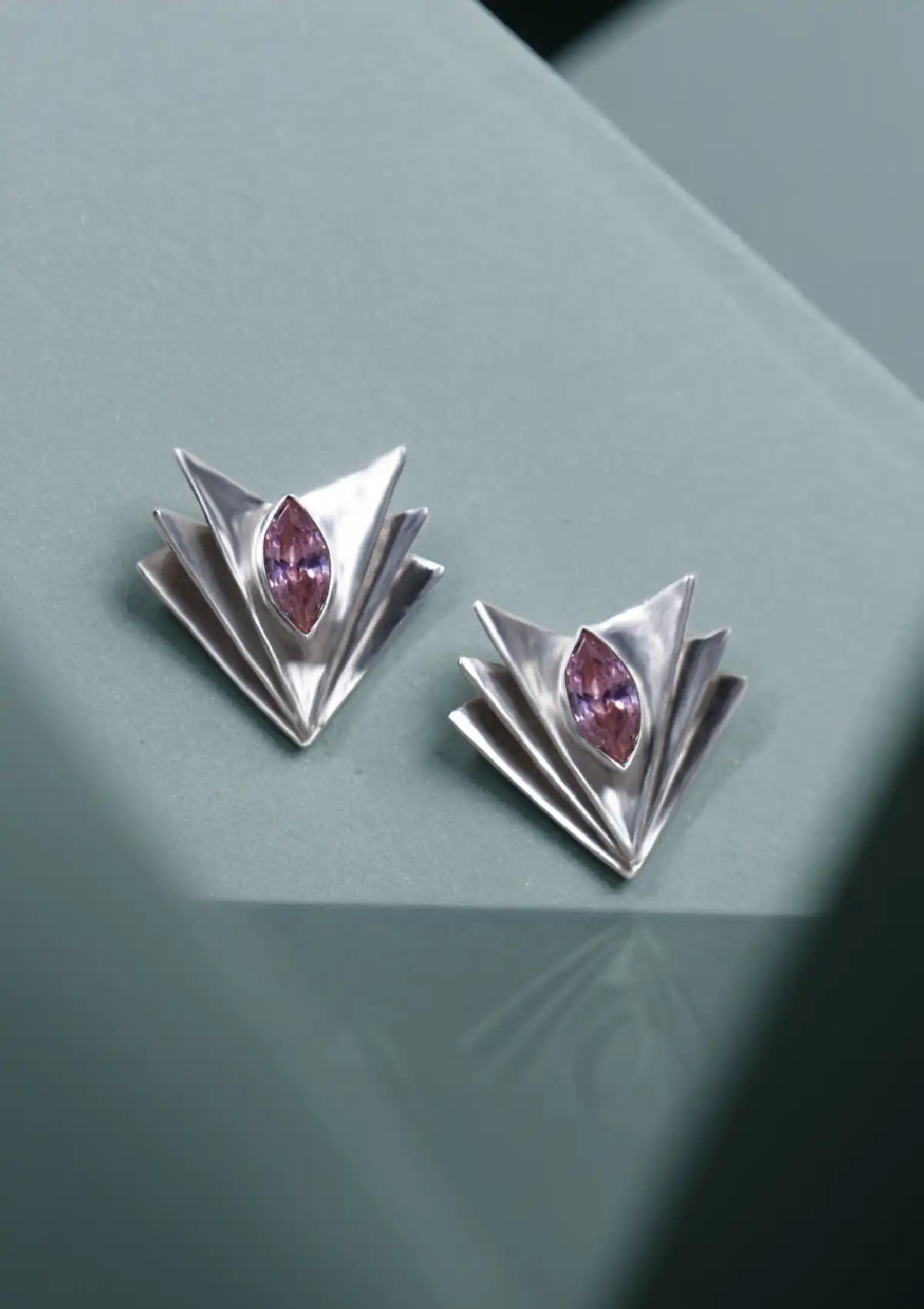 Layered Pink Cubic Zirconia Stud