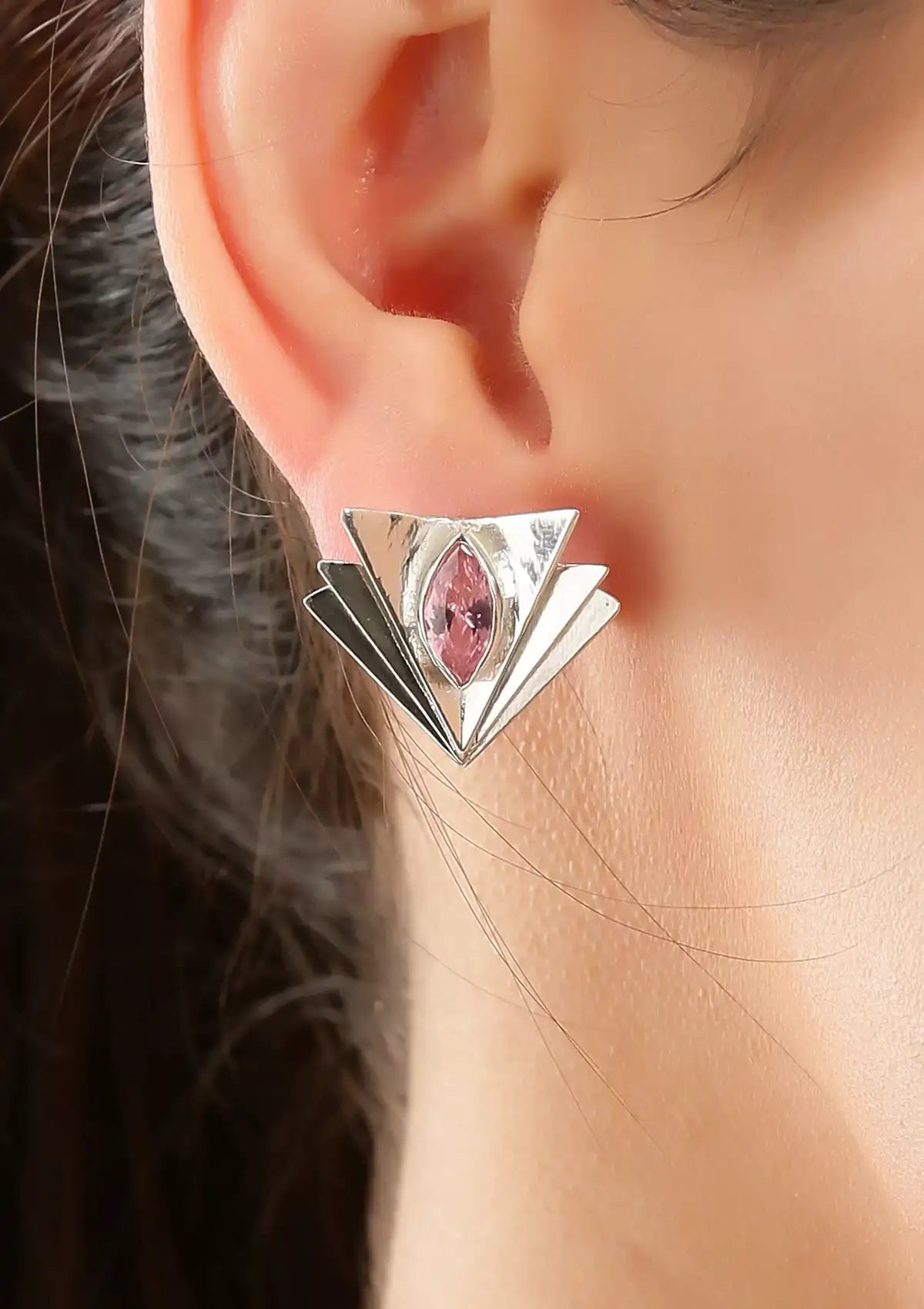 Buy Layered Pink Cubic Zirconia Stud Online