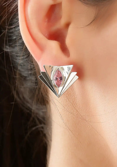 Layered Pink Cubic Zirconia Stud