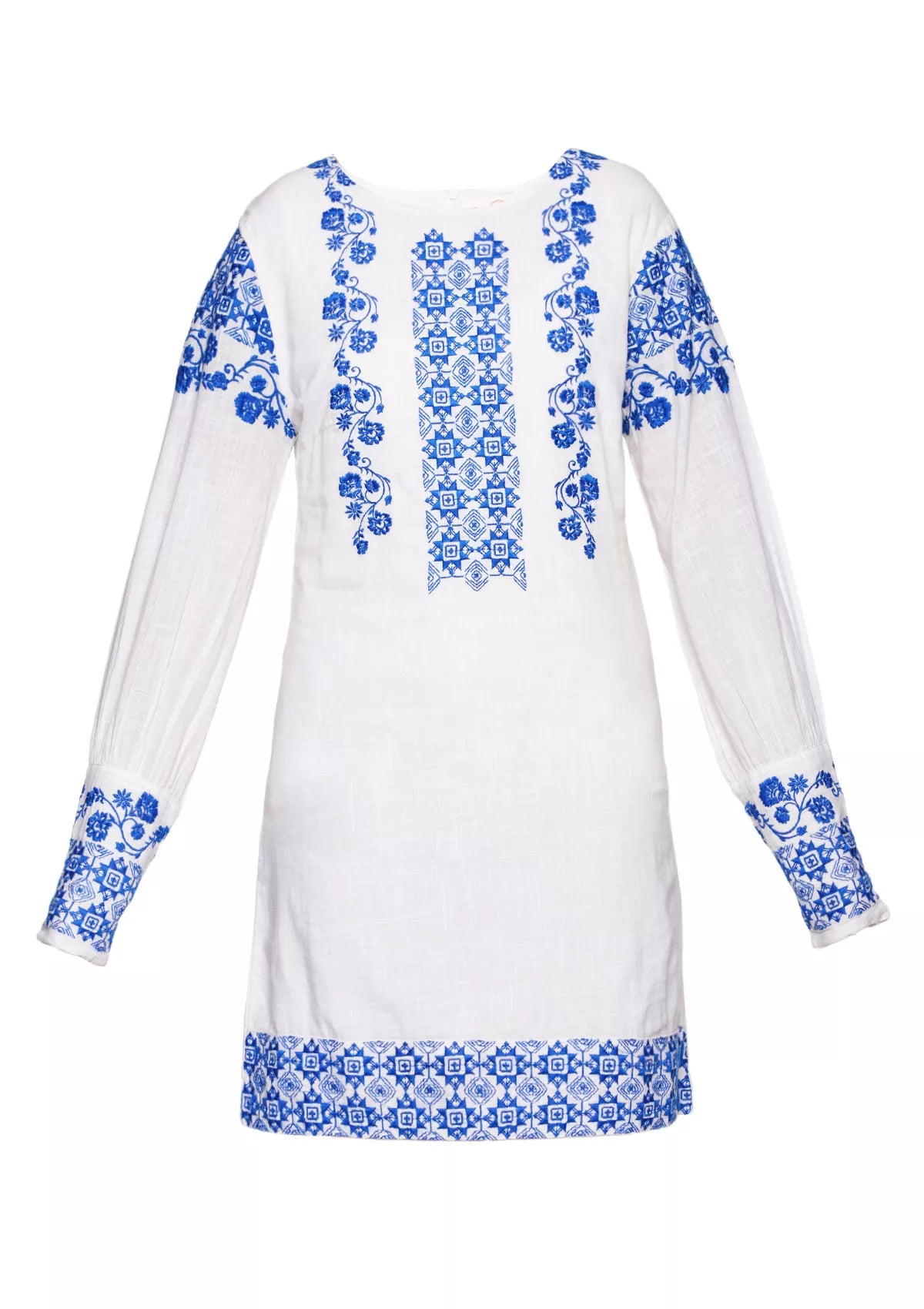 Buy Luna - White Embroidered Cotton Dress Online