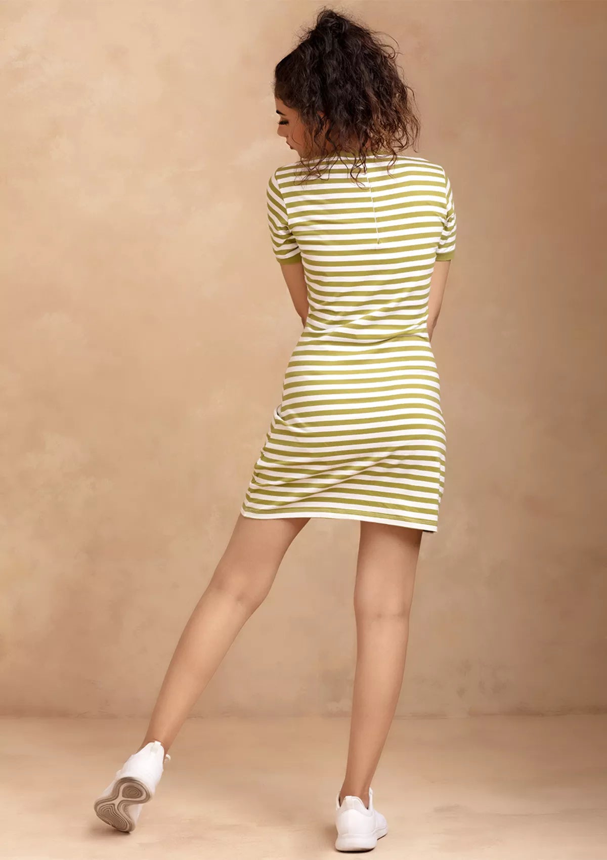 Lyra - Green striped T-shirt dress Online