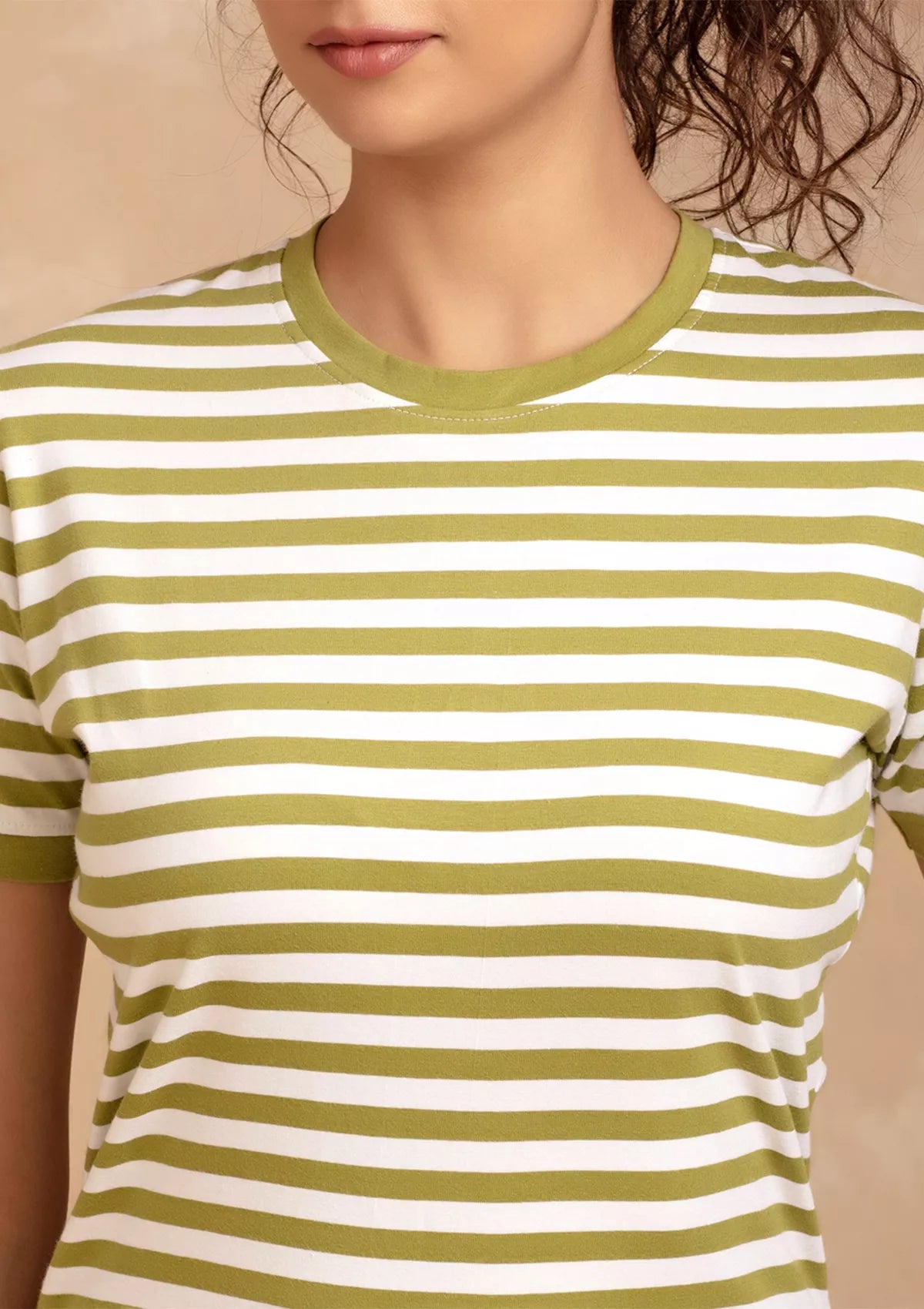 Lyra - Green striped T-shirt dress Price