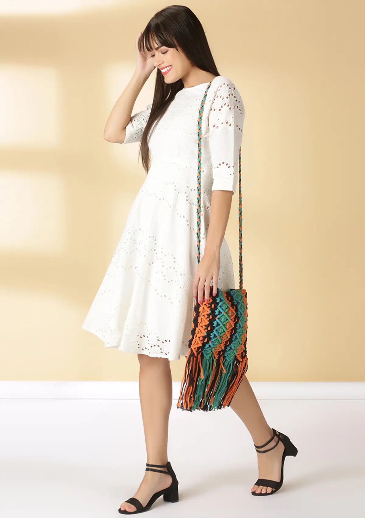 Macrame Crossbody Bag with Tassels Price