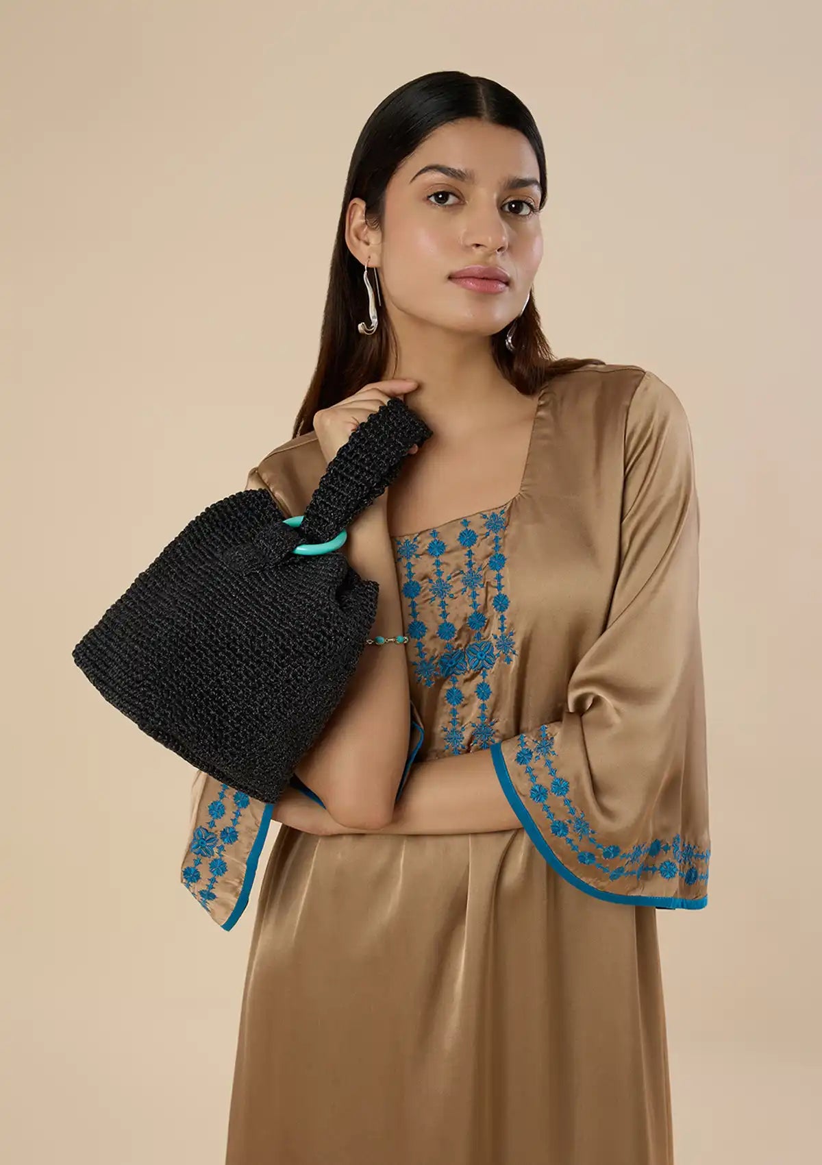 Metallic Crochet Handheld Bag