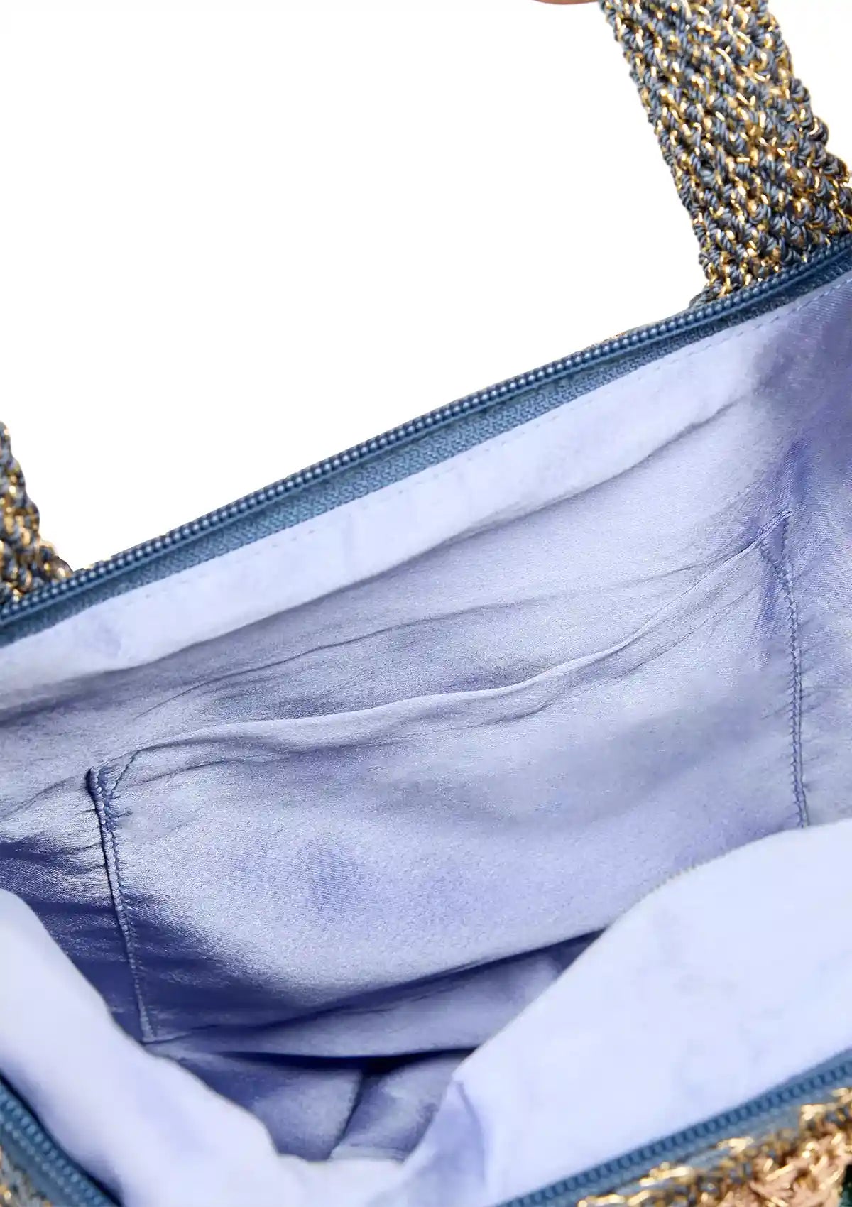 Trendy Metallic Crochet Mini Bag