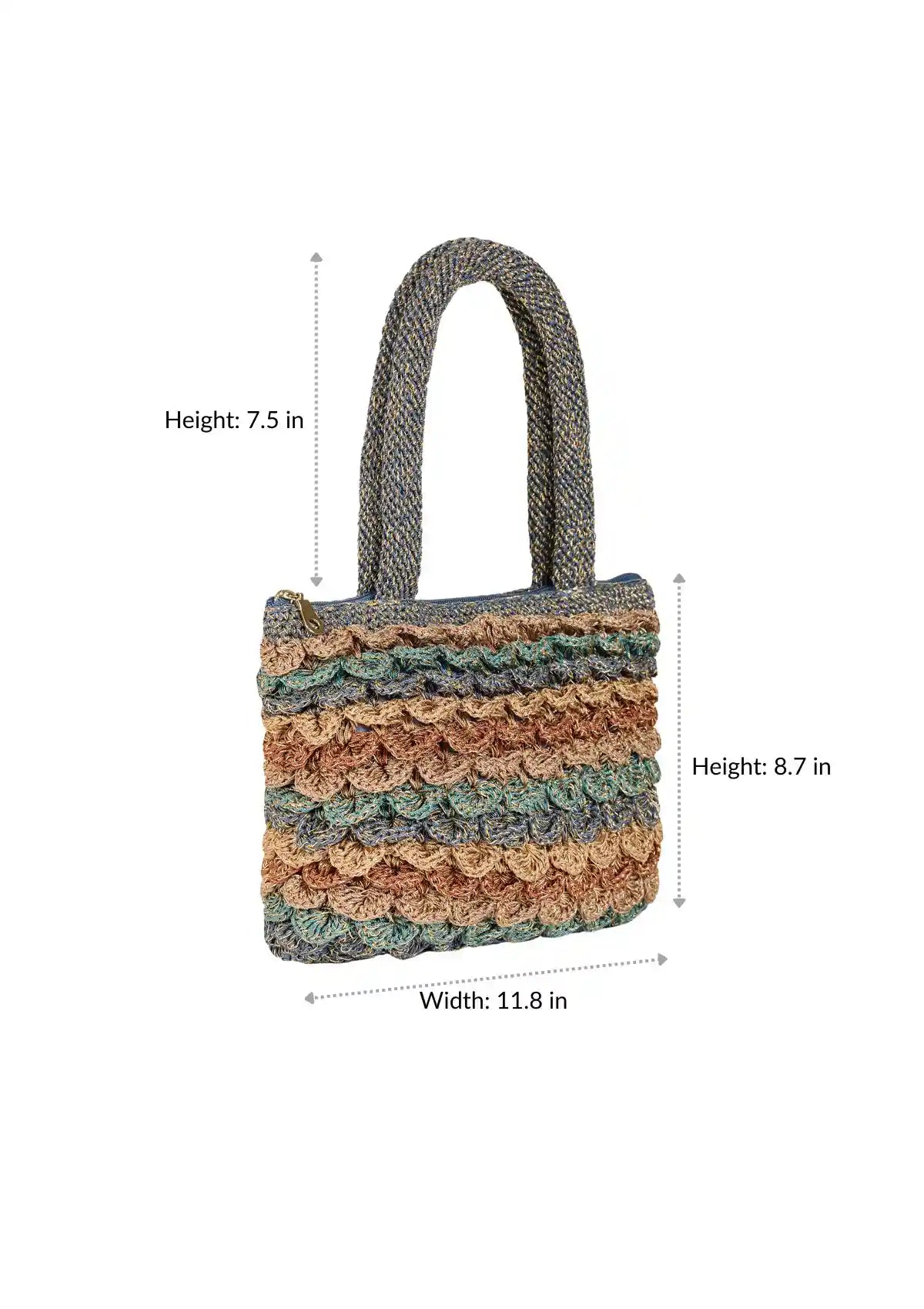 Metallic Crochet Mini Bag Size Guide