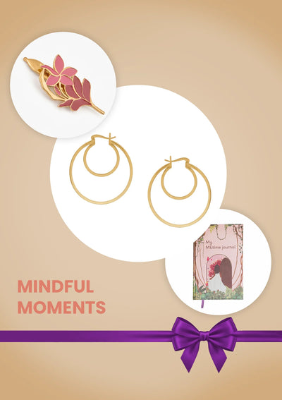 Mindful Moments Self Love Gift Set for Women | MEtime Journal, Pink Bloom Clip & Round Rim Hoops