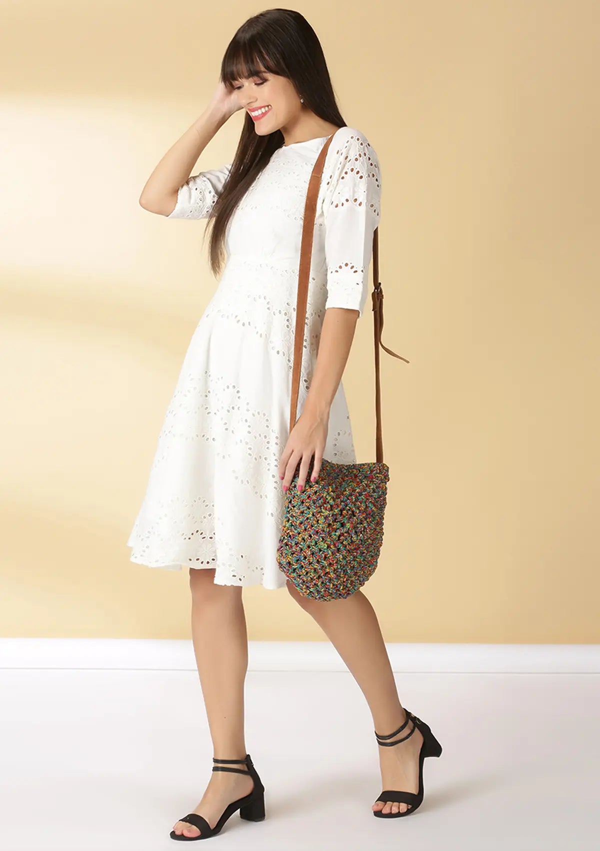 Multi-Coloured Macrame Sling Bag