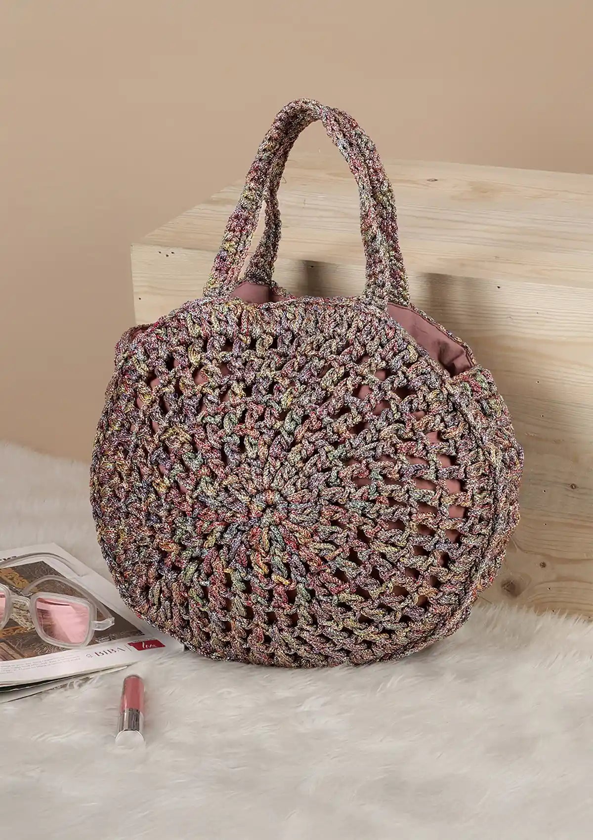 Multicolour Crochet Handheld Bag