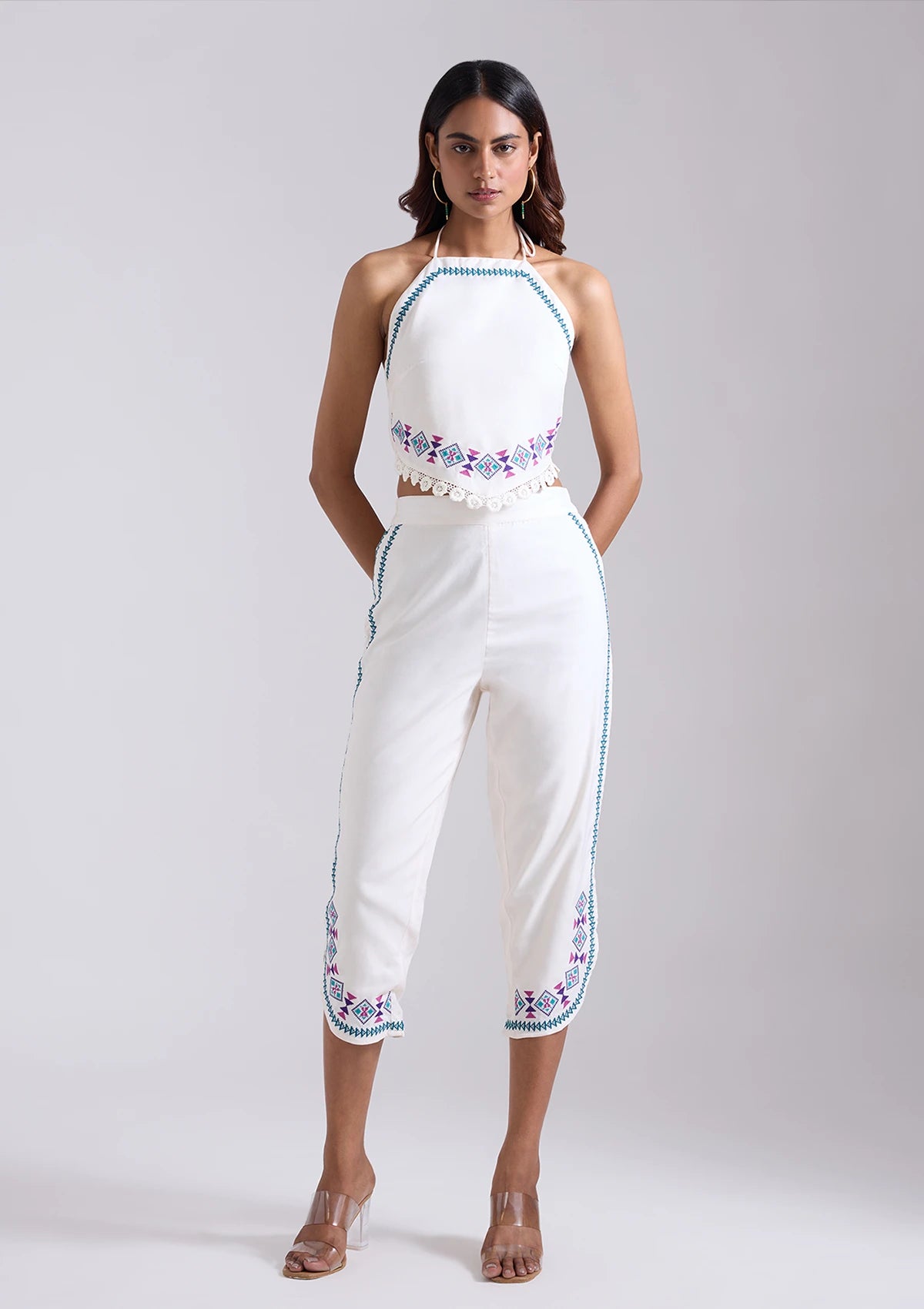 Buy Neva - Aztec Embroidered Tie-up Top